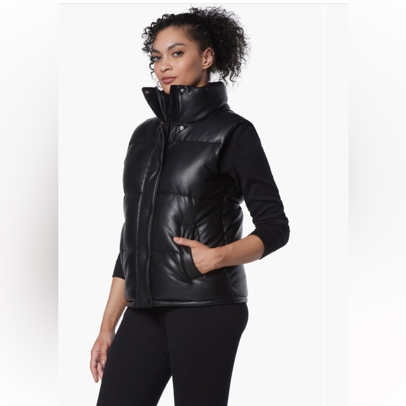 NWT! Marc New York Performance by Andrew Marc PUFFER VEST Faux Leather black new - Picture 14 of 15